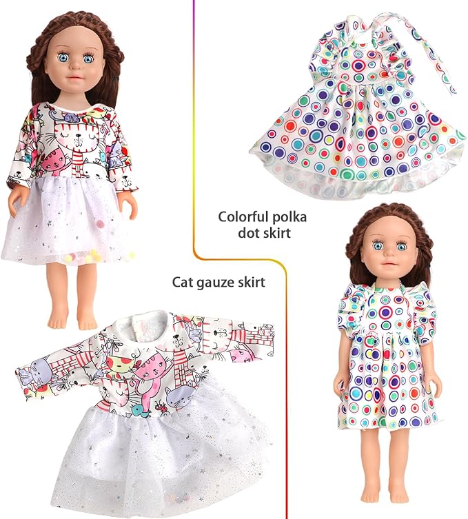 10 Sets of 18 Inch American Doll Clothes, Including 10 of Doll Clothing Dress Outfits for American Dolls, Birthday Gifts for Kids