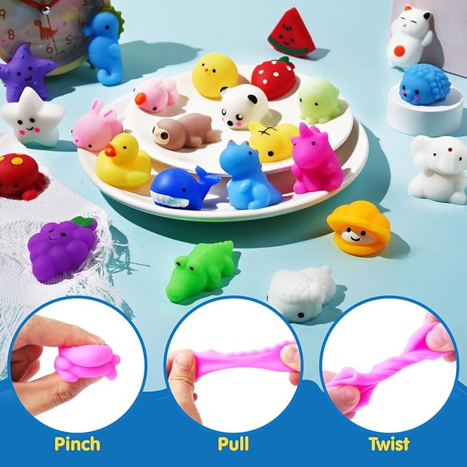 JOYIN Easter Mochi Squishy Toys Set, Random 25 Pack Mini Squishy Mochi, Party Favors for Kids, Kawaii Stress Relief Toys, Basket Stuffers, Goodie Bags Fillers, Birthday Gifts, Classroom Prizes