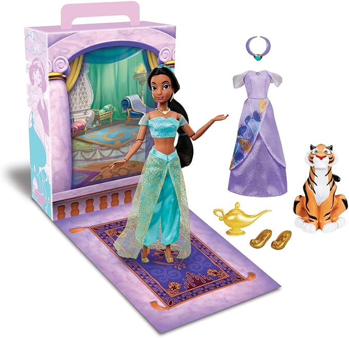 Disney Store Official Jasmine Story Doll - 11 Inches - Includes Coloring Book and Additional Dress, Princess Doll in Classic Outfit, Disney Princess Toys for Girls
