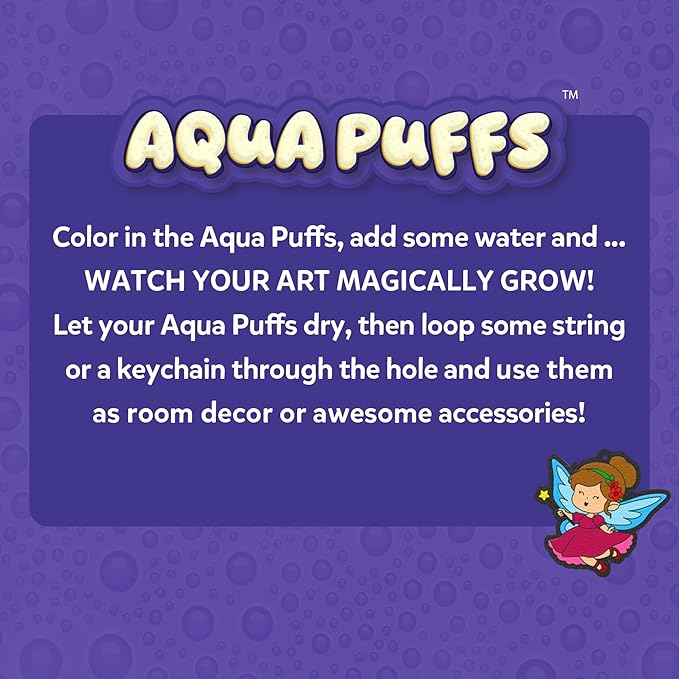 Skillmatics Aqua Puffs - 3D Art Kit, Princesses & Unicorns, Mess-Free Paint by Number Craft, DIY Color & Inflate Activity, Creative Gift for Girls & Boys Ages 4, 5, 6, 7, 8, 9, 10