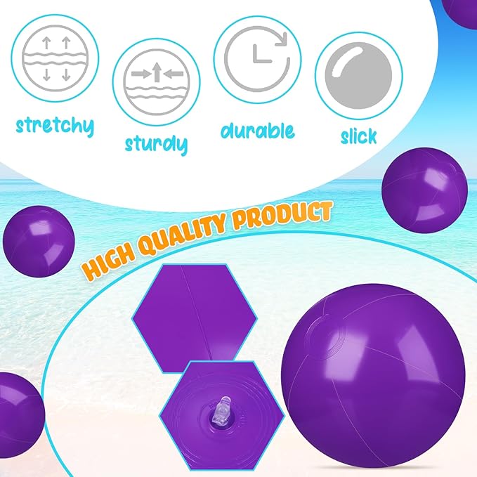Raiten 12 Pcs Beach Ball Inflatable Beach Balls Large Inflatable Ball Floating Ball for Swimming Pool Party Favors Outdoor Activities Summer Birthday Party Supplies (Purple,12 Inch)