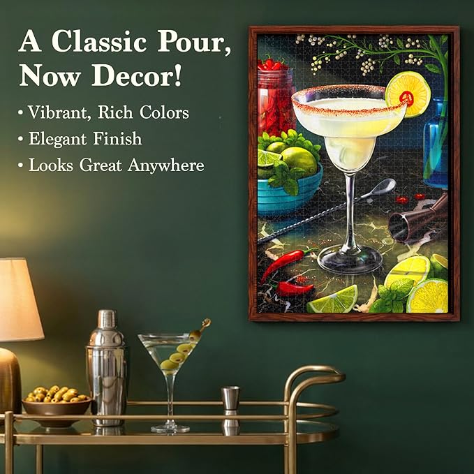 Jigsaw Puzzle 1000 Pieces - The Margarita, Brain-Boosting Fun for Adults, Families, Friends, Game Nights, Poster Included, Gifts for Cocktail Lovers, Finished Size 27.5" x 19.5"