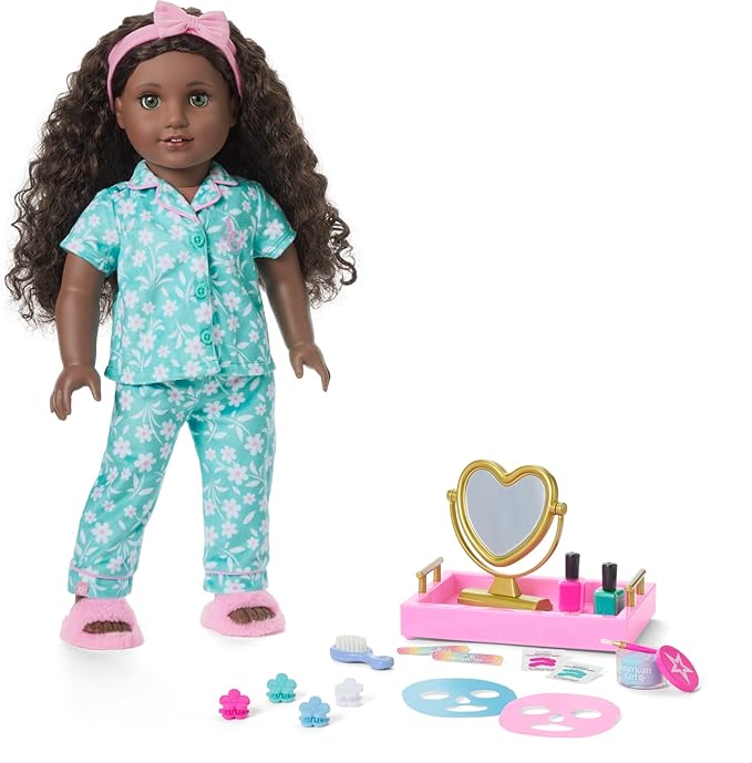 American Girl Truly Me, 18-inch Doll Playsets, Best Sleepover Ever! Spa Set, Self-Care Accessories, Ages 6+
