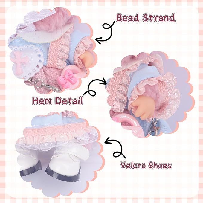 Used for Labubu Doll Outfit Clothes Designer Set,Compatible with Labubu Clothe Accessories for Doll (Pink - Heart-Shaped Dress)