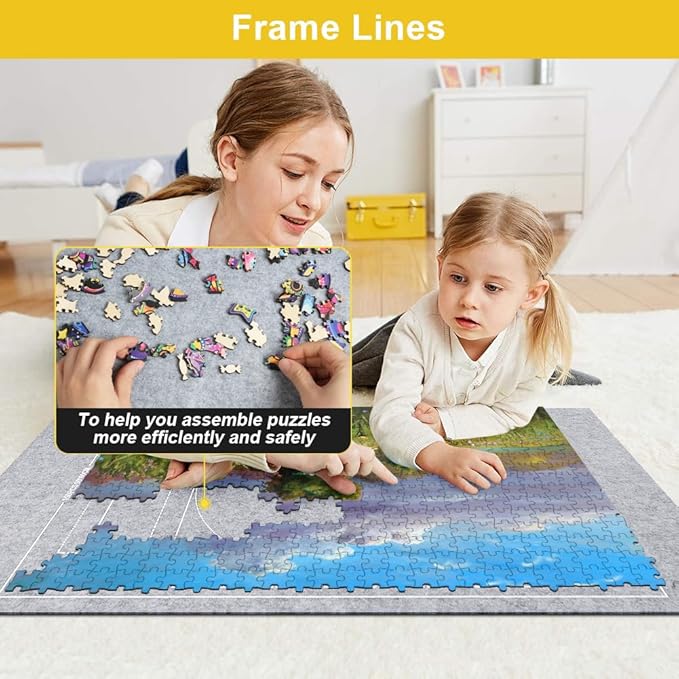 Ainiv Jigsaw Puzzle Mat Roll Up 1500 Pieces, 46" x 26" Portable Felt Puzzles Board with Travel Storage Bag, Jigsaw Saver Pad Keeper for Adults Teens, Gray
