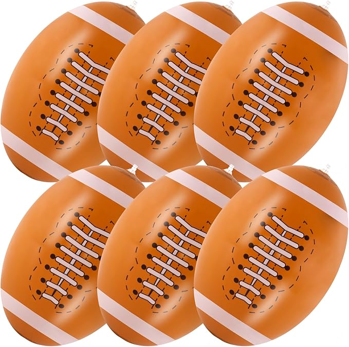 6 Pcs Giant Inflatable Footballs,16 Inch Blow Up Footballs Toys,Summer Pool Beach Balls,Sports Game Accessaries for Super Bowl Football Party Supplies,Indoor and Outdoor Use