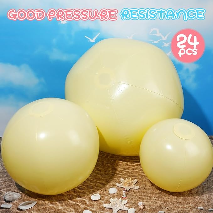 18 Pcs 24 16 12 Inch Inflatable Beach Balls Bulk Pastel Color Jumbo Big Macaron Beach Balls Summer Swimming Party Favor for Water Games Disco Party Outdoor Sport