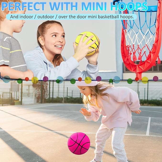 42Pcs 5" Mini Basketball Set, PVC Small Basketballs for Over The Door Hoop Games, Party Favors, Indoor/Outdoor Play, Adults & Kids, Pool & Beach, Colorful