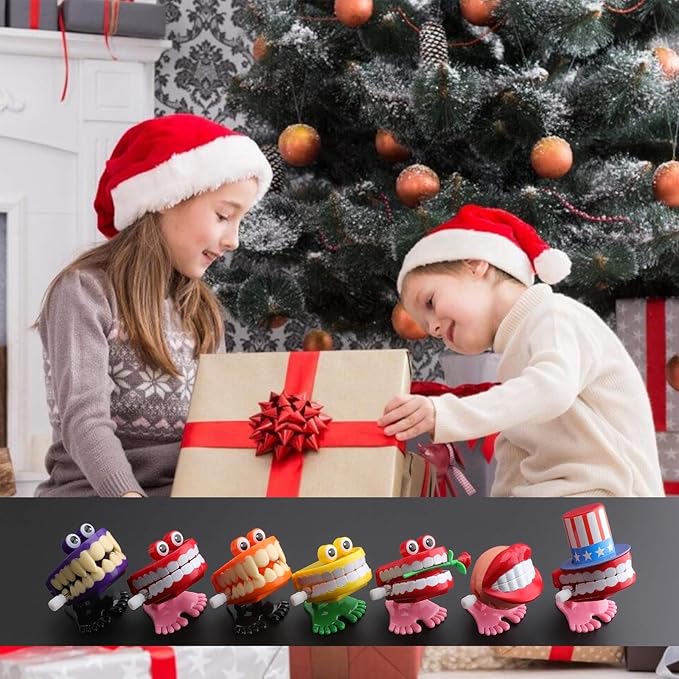 ZhongRuiYongQiang 7PCS Chattering Teeth Wind Up Toy Walking Teeth, Gags Practical Joke Toys Funny Small Feet Novelty and Gag Gifts