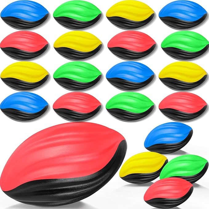 Jerify 20 Pack Mini Footballs Bulk 7 Inch Small Toy Footballs Spiral Foam Soft Sports for Indoor Outdoor Play Game Kids Party Supplies(Black Color Series)