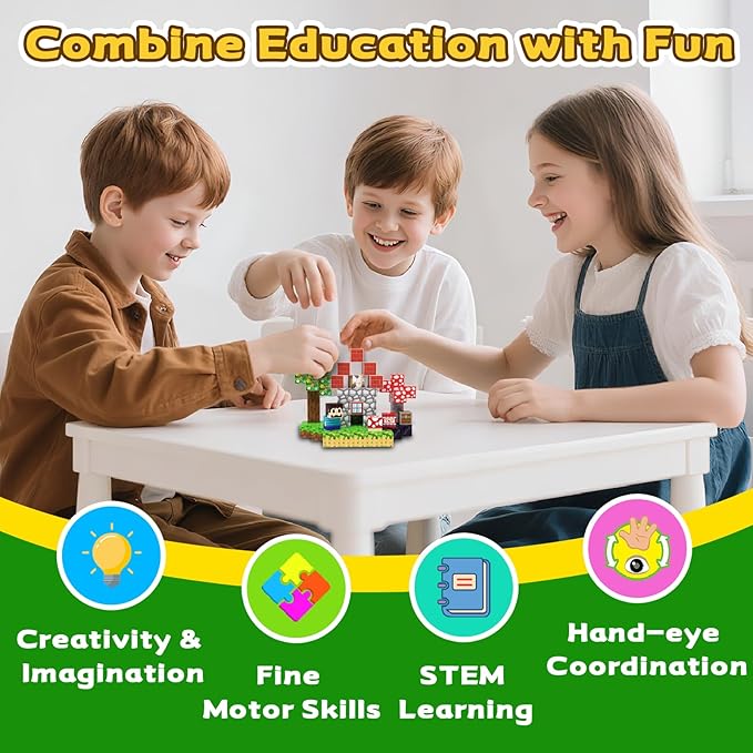 Magnetic Blocks, 208PCS Magnetic Building Blocks, Stacking Magnets for Kids, Sensory Toy for STEM Constructions Magnet Blocks for Boys Girls Age 3+, Christmas Birthday Gifts (Mushroom House)