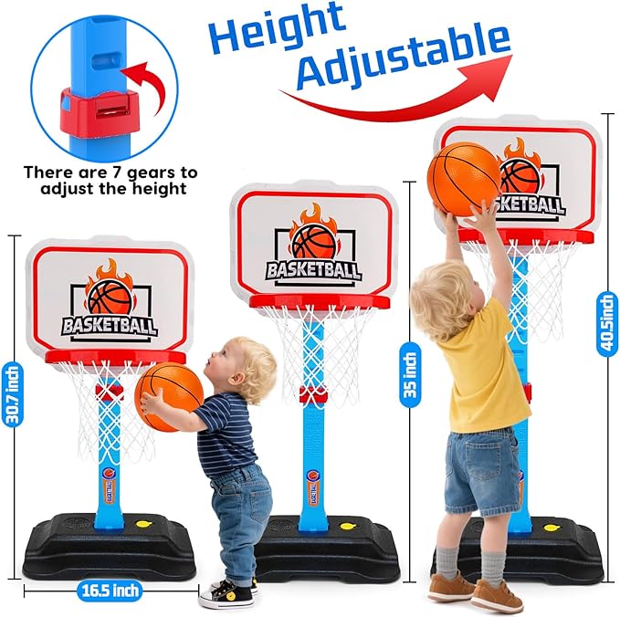 Toddler Basketball Hoop for Kids 1-3, Mini Adjustable Basketball Hoops Indoor with Balls Outdoor Pool Basketball Goal Sports Play Toys for 1 2 3 year old Baby Boys Girls First Birthday Gifts Age 1-2-3