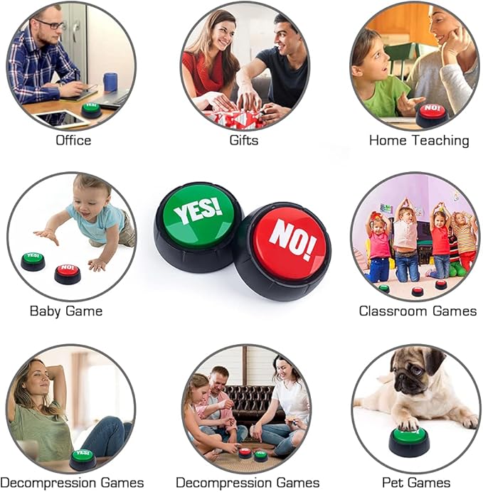 MyMealivos Funny Buzzer Button Toy - Gag Gifts, Game Addition, Stocking Stuffer (Yes No)