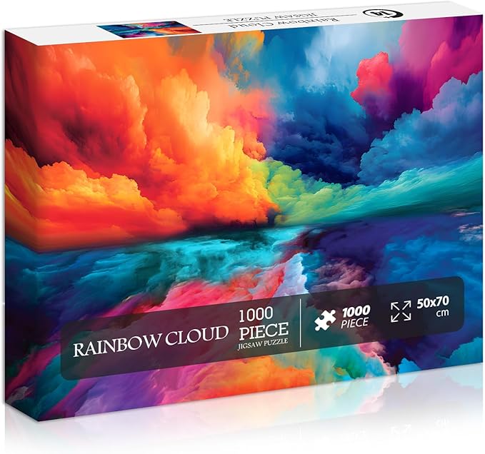Impossible Puzzles for Adults 1000 Piece, Hard Difficult Jigsaw Puzzles for Adults Painting, Gradient Rainbow Colorful Challenging Puzzles for Adults Teens