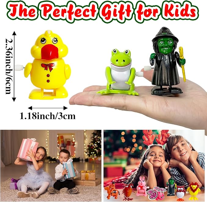 24 Pcs Wind Up Toys Assorted Animals Bulk Flipping Walking Jumping Clockwork Toy,Wind Up Animal Party Favors Toy for Birthday Birthday Party Favors,Classroom Prizes,Treasure Box