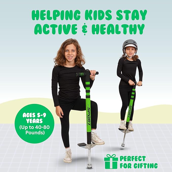 New Bounce Pogo Stick for Kids - Pogo Sticks, 40 to 80 Lbs - Sport Edition, Quality, Easy Grip, PogoStick for Hours of Wholesome Fun
