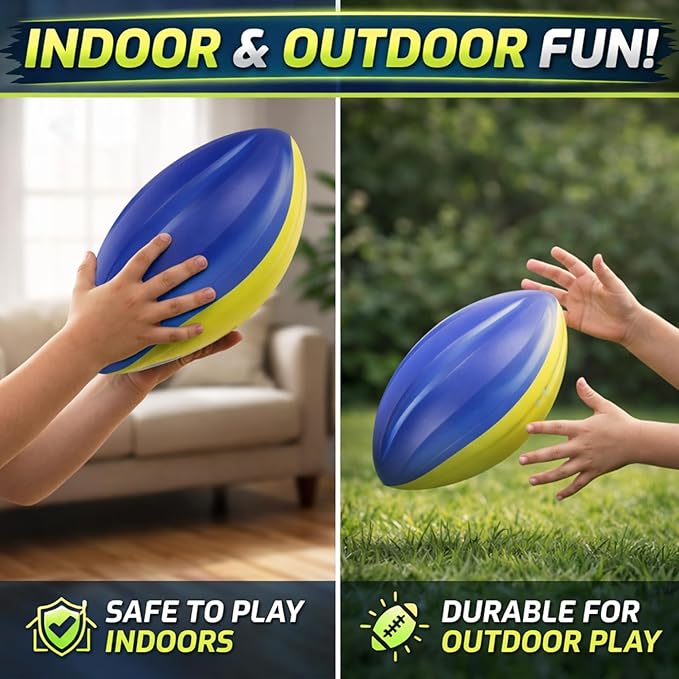 Liberty Imports 8.5" Foam Spiral Football PU Coated High Density Soft Balls, Set of 3, for Kids Sports Training Practice Indoor Outdoor Play