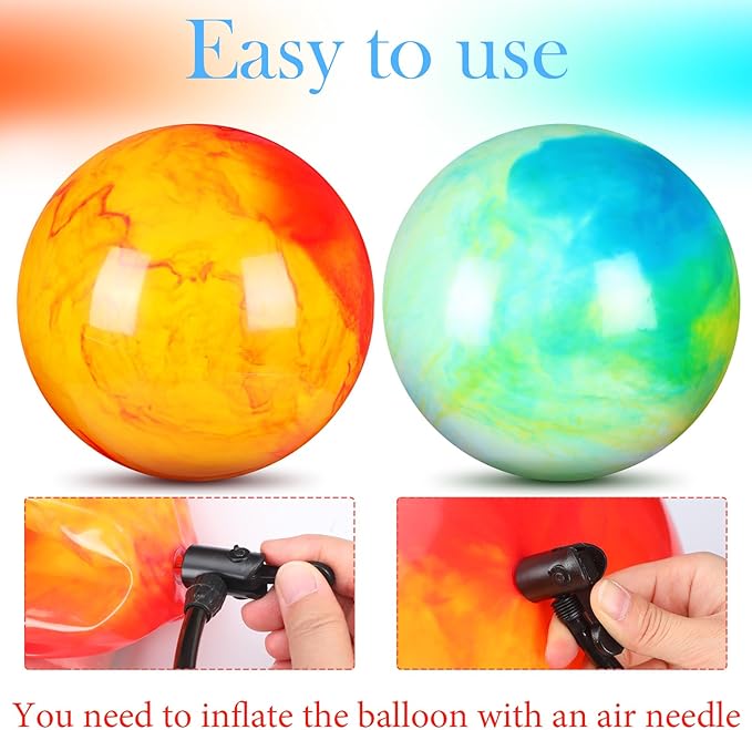 Deekin 2 Pcs 15 Inch 18 Inch Marbleized Bouncy Balls Large Inflatable Rubber Sensory Ball for Playground Outdoor Water(18 Inches,Green and Yellow)
