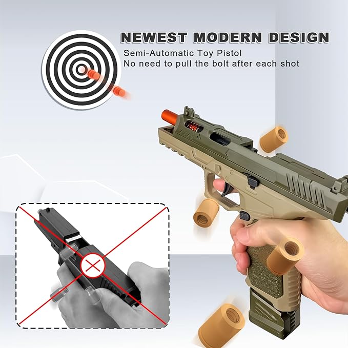 Toy Gun, Semi-Automatic Shell Ejecting Toy Gun Pistol Automatic Reloading for Kid, Shooting Games Educational Model Toy Pistol to Cool Toys Gifts for Boys & Girls Ages 6+