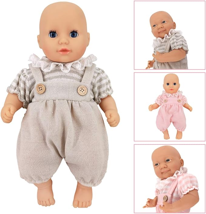 DC-BEAUTIFUL 6 Set Clothes Gift for Infant, Girl Baby, 14 Inch -18 Inch Includes Doll Outfits Dress Hat Socks, Total 14 Pcs Onesies Clothes Pajamas Costumes