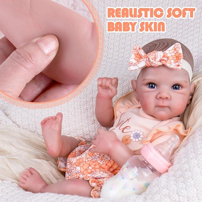 Aori Reborn Baby Dolls Girl Lifelike - Realistic 20-Inch Newborn Baby Girls with Poseable Limbs and Feeding Kit, Gift for Kids 3+, Pre-Parents, Grand-Parents, Collectors