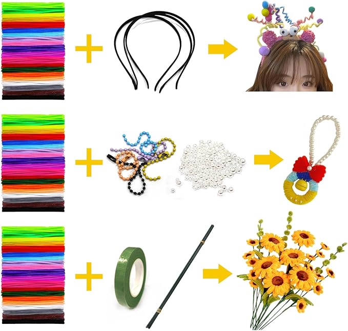 URADIART Pipe Cleaners 450 pcs Assorted Colors Chenille Stems, Pipe Cleaners Crafts, Bulk Pipe Cleaners Craft Supplies for DIY Art Creative School Crafts Decorations (6mm x12 inch) (Multicolored)