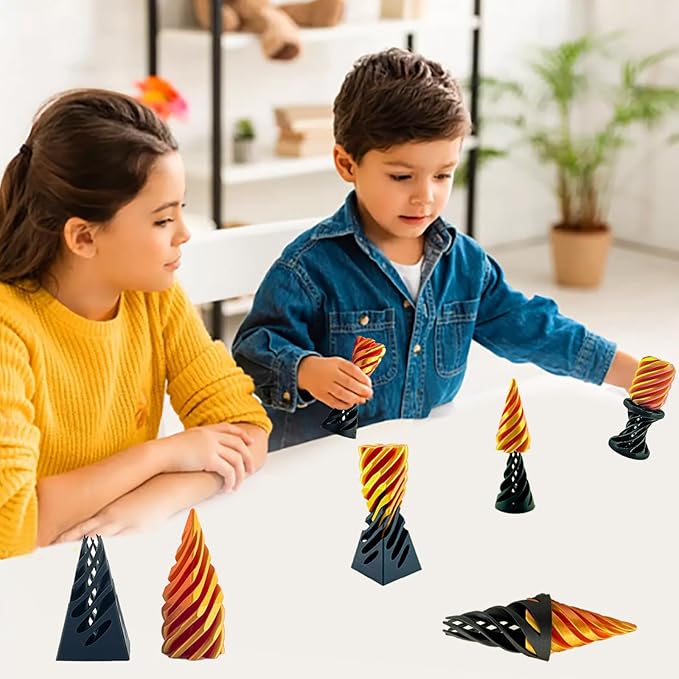 Christmas Stocking Stuffer 3 Packs Impossible Cone,Spiral Cone Fidget Toy Impossible Pyramid Passthrough Toy,3D Printed Spiral Cone Fidget Toy,Mini Vortex Thread Illusion Desktop Deco Souvenir Gift