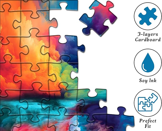 Impossible Puzzles for Adults 1000 Piece, Hard Difficult Jigsaw Puzzles for Adults Painting, Gradient Rainbow Colorful Challenging Puzzles for Adults Teens