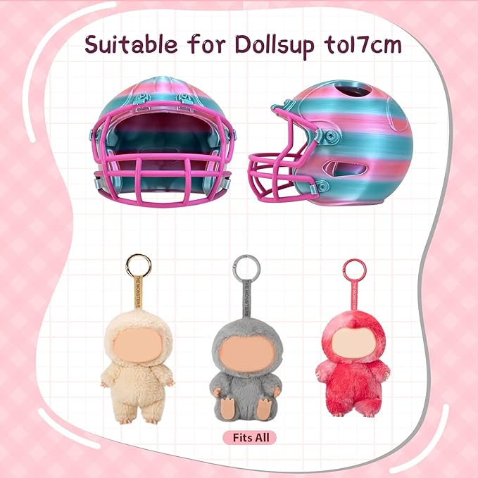 3D Printed Football Helmet Used for Labubu Doll Stuff,Compatible with Labubu Outfit 17cm Doll Clothes and Accessories Designer (Gradient Color, red + Green)