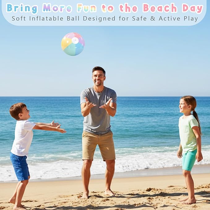 MiniInflat 12 Pcs Pastel Inflatable Beach Balls Bulk Pastel Color Jumbo Big Beach Balls Baby Shower Birthday Summer Swimming Party Decorations Favor Water Games(12.5 Inch,Macaron Color)
