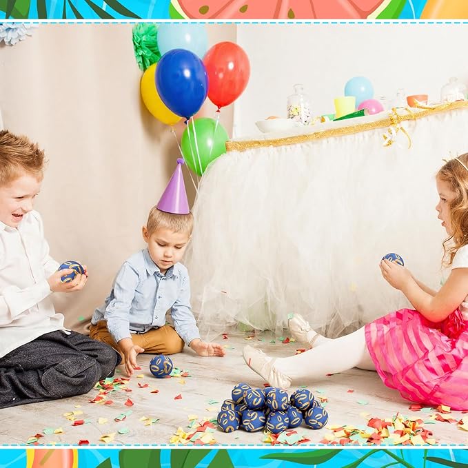 24 Pack Blue and Golden Ring Party Favors Water Balls Bomb for Pool, 2 Inch Reusable Water Balls Bulk Absorbent Pool Toys for Kids Beach Blue and Golden Ring Party Supplies
