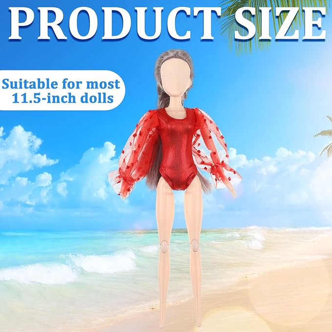 Bencailor 6 Pcs Doll Clothes for 11.8 Inch Doll Clothing Outfit Accessories Winter Coat Tops Swimwear T Shirt Dress Outfit Birthday Gift(Vivid Style,Neon Color)