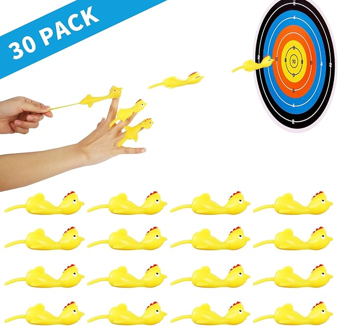 30 Pcs Rubber Chicken Slingshot, Flying Chicken Slingshot Game Finger Slingshot Chicken Toys Chicken Flingers Flinging Chickens for Party, Gag Gifts