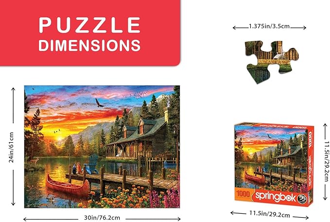 Springbok's 1000 Piece Jigsaw Puzzle Cabin Evening Sunset - Made in USA