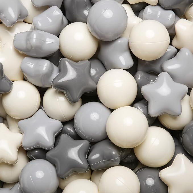 TRENDPLAY Star Ball Pit Balls for Toddlers -50 100 200 Count Star Balls Different Shapes, Non-Toxic Plastic Balls for Safe Play, Boys Girls Festival Party Decoration