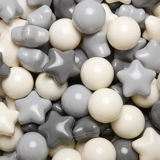 TRENDPLAY Star Ball Pit Balls for Toddlers -50 100 200 Count Star Balls Different Shapes, Non-Toxic Plastic Balls for Safe Play, Boys Girls Festival Party Decoration
