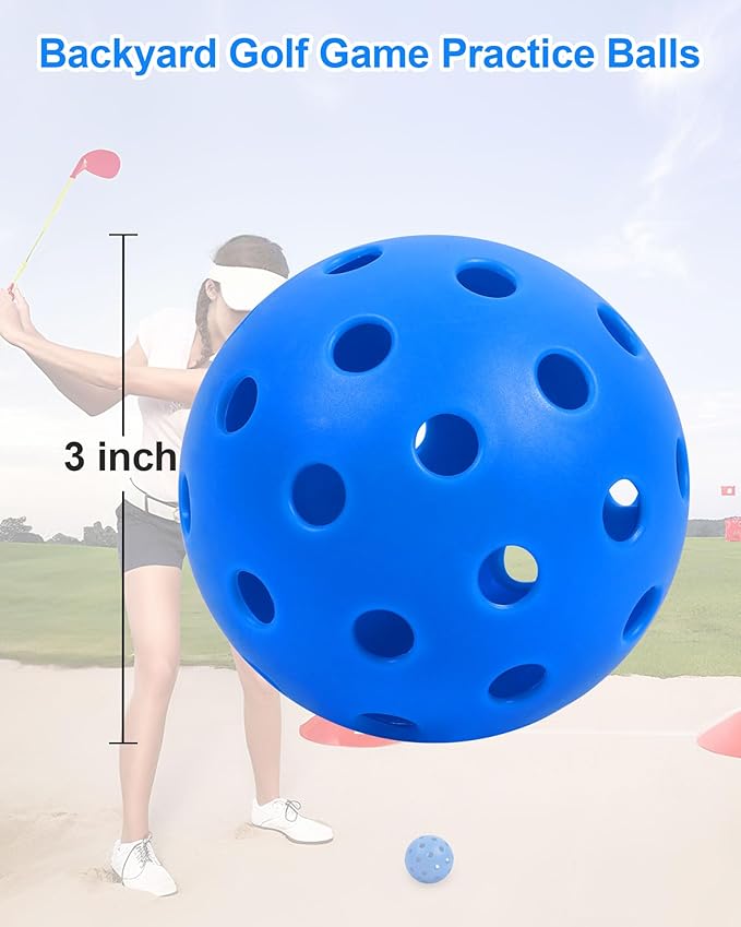 HOTWIND 6-Pack Backyard Golf Game Replacement Balls Colorful 3" Practice Golf Balls with Carry Bag Compatible with Yard Games Perfect for Family Outdoor Party Play