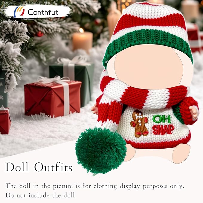 17cm Doll Clothes,15cm Dolls Christmas Outfit Set,Accessories for Dolls,Christmas Clothes Set (No Doll) (Green+Red 02)