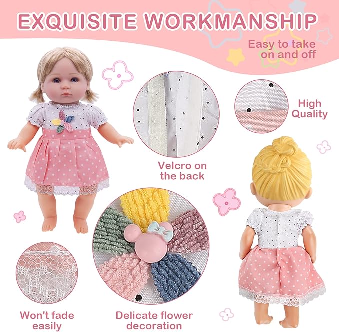 Alive Girl Doll Clothes - 12 Inch Dolls Clothes, 6 Different Dress Set Includes 4 Baby Dolls Dress 2 Jumpsuit, Princess Costume Dresses Decorative Accessories Fits All 12 inches Girls Doll, Girl Gift