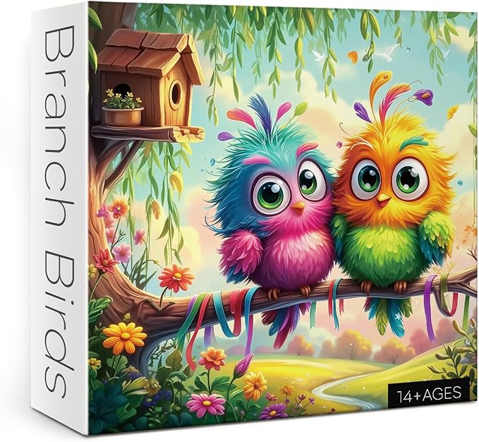 Funny Bird Puzzles for Adults 1000 Pieces Nature, Colorful Chick Flower Garden Art Jigsaw Puzzles, Cute Wildlife Aesthetic Impossible Hard Difficult Puzzle