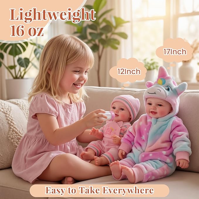 BABESIDE Baby Doll Girl - 10-Inch Realistic Baby Dolls with Magic Feeding Bottle Real Life Vinyl Toy Gift for 3+ 4 5 6 Years, Ideal for Birthday, Pretend Play, Christmas