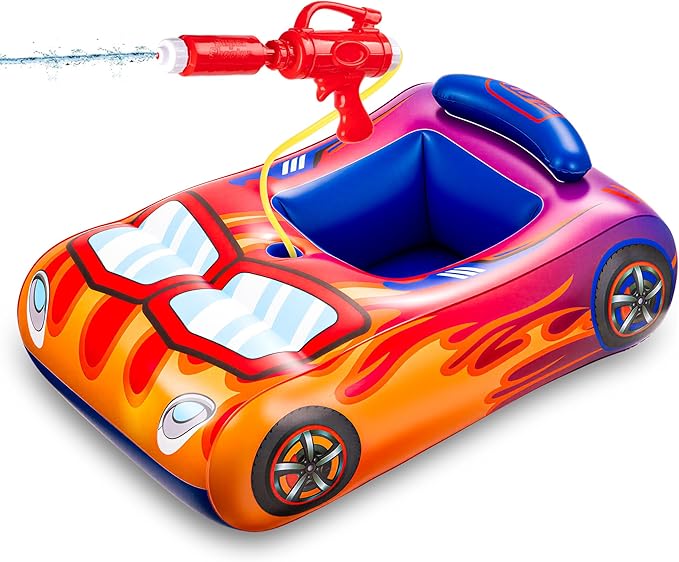 Pool Floats Kids with Water Gun Inflatable Pool Floats for Kids Ages 3-8 Outdoor Games Water Toys Summer Swimming Fun for Boys Girls