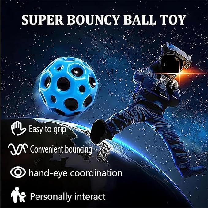 Moon Space Bouncy Ball, Extremely high Bouncing Ball, Improves Hand Eye Coordination, Easy to Grasp and Capture, can be Played Indoors or Outdoors