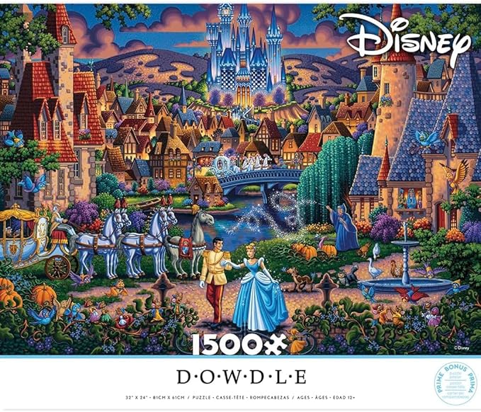 Ceaco - Disney - Dowdle - Cinderella's Enchanted Evening - 1500 Piece Jigsaw Puzzle - Colorful Puzzle for Adults – Precision-Cut Pieces, Beautiful Artwork, and Hours of Relaxing Fun