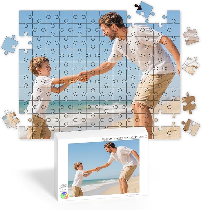 Personalized Puzzle from Photo, Custom 35/70/120/200/300 Piece Photo Jigsaw Puzzles for Adults Kids, Wooden Puzzles with Lettered Back, Perfect for Birthday, Christmas, Holidays Puzzles Custom Gifts