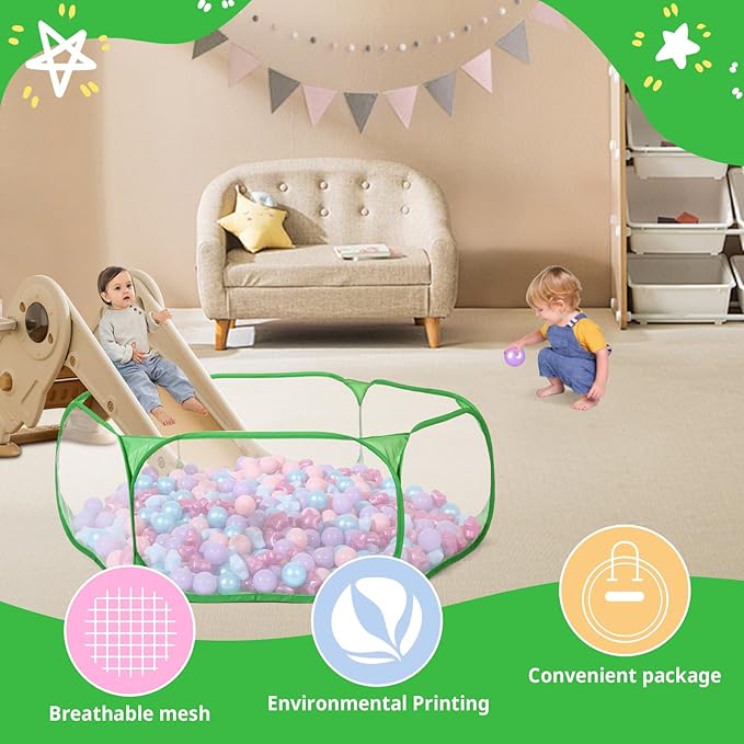 STARBOLO Kids Ball Pit Play Pool Play Tent, Toy Ball Play Pool Foldable Play Tent for Kids Girls Boys Pets Indoor and Outdoor, Balls Not Included (Green).