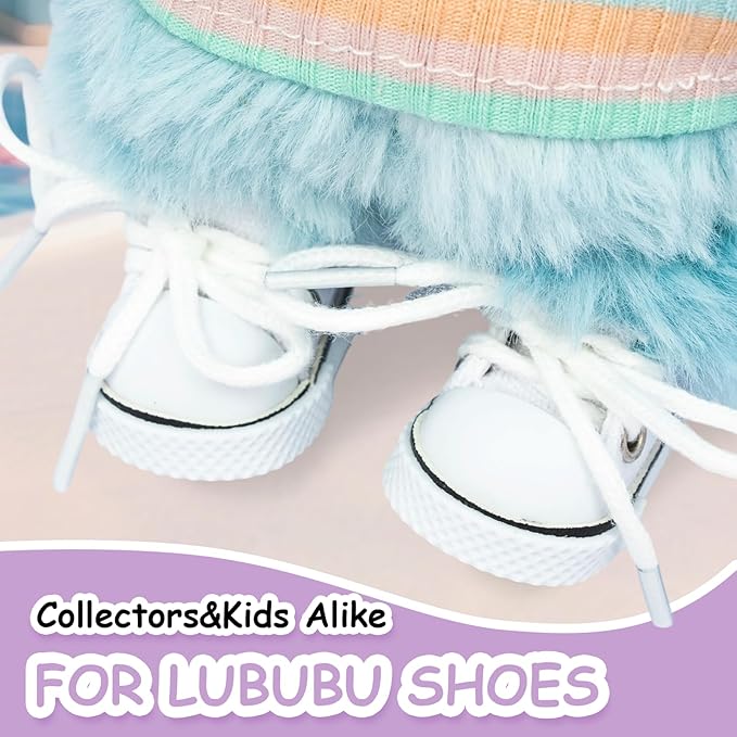 Mini Doll Shoes, 1 Pair Cute Lace Up Canvas Sneakers Compatible for 17cm/15cm Doll Shoes Toy Outfit Accessories (White)
