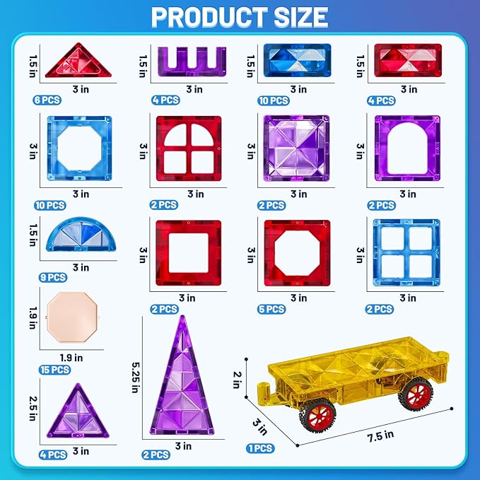 Magnet Toy for Toddlers 1-3, Toddler Magnet Building Blocks Tiles Toys for Kids Ages 1-3 4-8, Preschool Learning Sensory Educational Gifts Toys for Boys and Girls 3+ Year Old