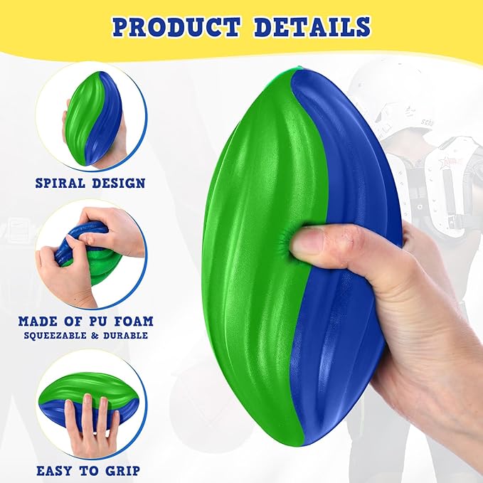 Jerify 20 Pack Mini Footballs Bulk 7 Inch Small Toy Footballs Spiral Foam Soft Sports for Outdoor Indoor Play Game Kids Party Supplies(Blue Color Series)