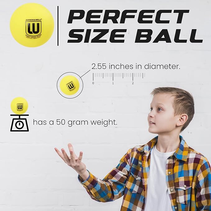 Winnwell Sports Street Hockey Balls - Indoor & Outdoor Balls with Storage Bag - Ideal for Road & Street Hockey Games 65mm & 50 Gram Weight